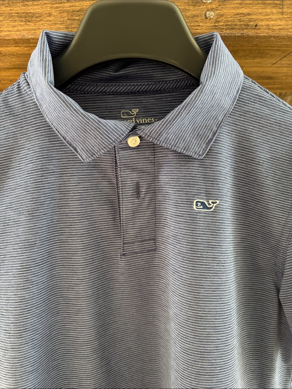 Vineyard Vines Boys' Navy Micro-Stripe Polo - Picture 2 of 4